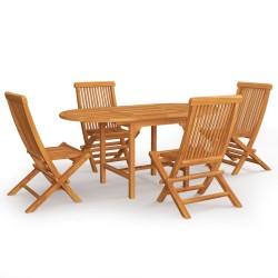 vidaXL Conjunto de comedor de jardín 5 piezas madera maciza de teca