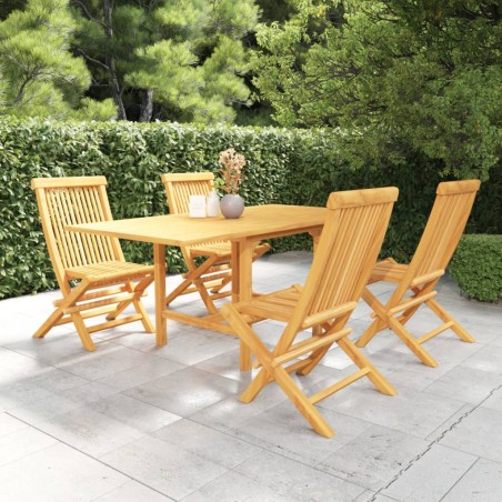 vidaXL Conjunto de comedor de jardín 5 piezas madera maciza de teca
