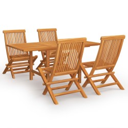 vidaXL Conjunto de comedor de jardín 5 piezas madera maciza de teca
