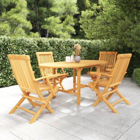 vidaXL Juego de comedor para jardín 5 piezas madera maciza teca