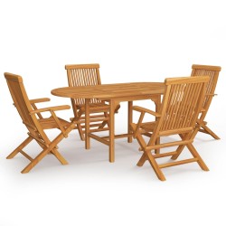 vidaXL Juego de comedor para jardín 5 piezas madera maciza teca
