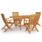 vidaXL Juego de comedor para jardín 5 piezas madera maciza teca vidaXL Juego de comedor para jardín 5 piezas madera maciza teca