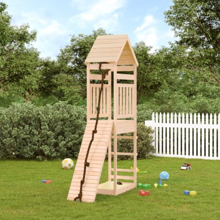 vidaXL Casa de juegos con pared de escalada madera maciza pino