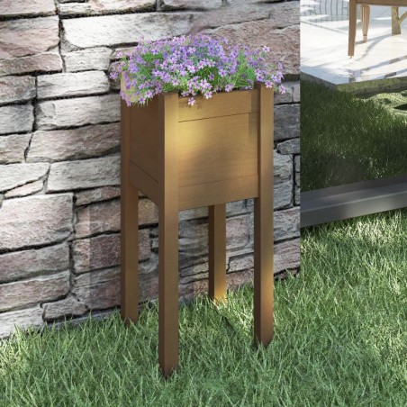 vidaXL Jardinera de madera maciza de pino marrón miel 31x31x70 cm