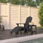 vidaXL Silla de jardín Adirondack reposapiés mesa HDPE gris antracita vidaXL Silla de jardín Adirondack reposapiés mesa HDPE gris antracita