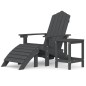 vidaXL Silla de jardín Adirondack reposapiés mesa HDPE gris antracita vidaXL Silla de jardín Adirondack reposapiés mesa HDPE gris antracita