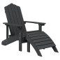 vidaXL Silla de jardín Adirondack reposapiés mesa HDPE gris antracita vidaXL Silla de jardín Adirondack reposapiés mesa HDPE gris antracita