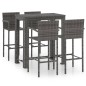 vidaXL Set muebles bar jardín 5 pzas ratán sintético reposabrazos gris