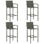 vidaXL Set muebles bar jardín 5 pzas ratán sintético reposabrazos gris