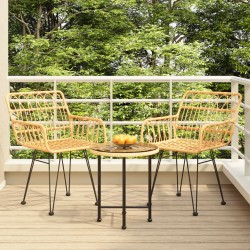 vidaXL Juego de comedor de jardín 3 piezas ratán sintético