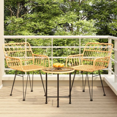 vidaXL Juego de comedor de jardín 3 piezas ratán sintético