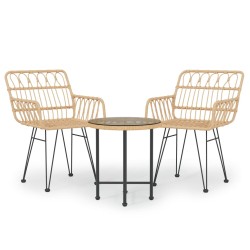 vidaXL Juego de comedor de jardín 3 piezas ratán sintético