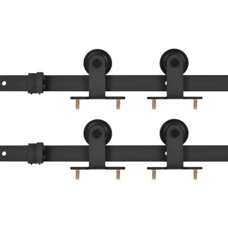 vidaXL Kit de herrajes de puertas correderas acero negro 2 uds 183 cm