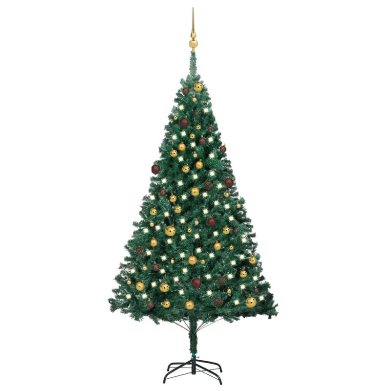 vidaXL Árbol de Navidad preiluminado con luces y bolas verde 210 cm vidaXL Árbol de Navidad preiluminado con luces y bolas verde 210 cm