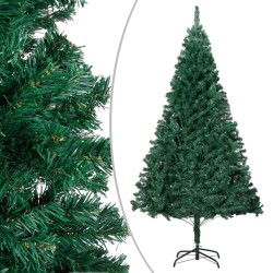 vidaXL Árbol de Navidad preiluminado con luces y bolas verde 210 cm