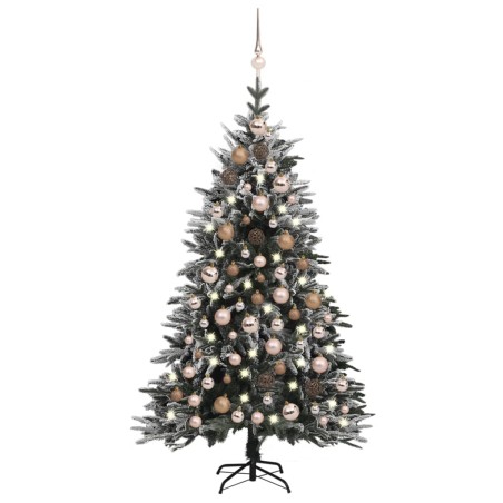 vidaXL Árbol de Navidad con LED, bolas y nieve PVC&PE 120 cm