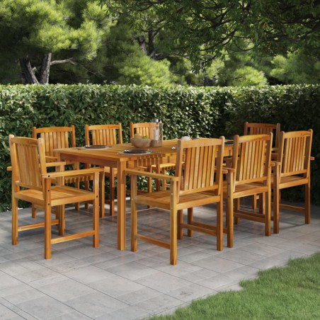 vidaXL Juego de comedor de jardín 9 piezas madera maciza de acacia