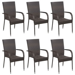 vidaXL Set de muebles de comedor de jardín 7 piezas de ratán marrón