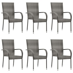 vidaXL Set de muebles de comedor de jardín 7 piezas de ratán gris