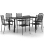 vidaXL Juego de comedor jardín 7 pzas acero y cuerda de algodón negro vidaXL Juego de comedor jardín 7 pzas acero y cuerda de algodón negro