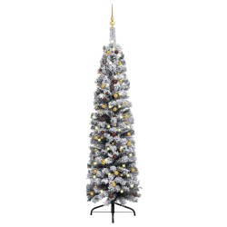 vidaXL Árbol de Navidad preiluminado con luces y bolas verde 240 cm