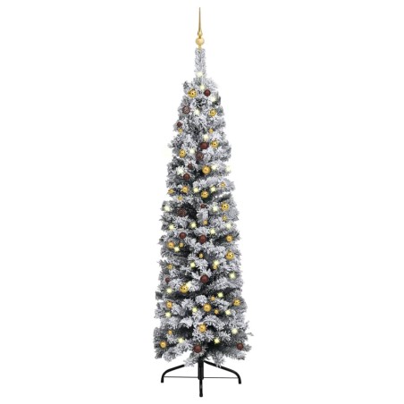 vidaXL Árbol de Navidad preiluminado con luces y bolas verde 240 cm