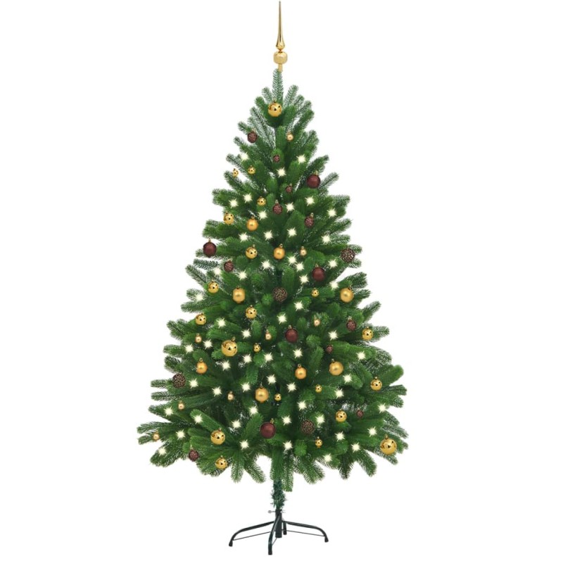 vidaXL Árbol de Navidad preiluminado con luces y bolas verde 210 cm vidaXL Árbol de Navidad preiluminado con luces y bolas verde 210 cm