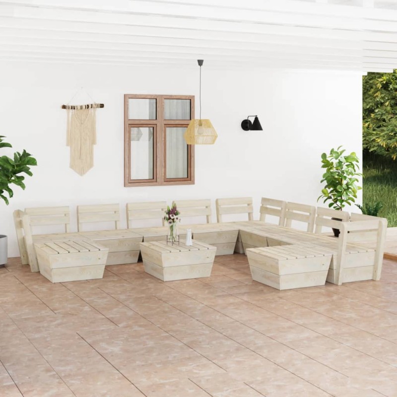 vidaXL Muebles de paléts de jardín 11 pzas madera de abeto impregnada vidaXL Muebles de paléts de jardín 11 pzas madera de abeto impregnada