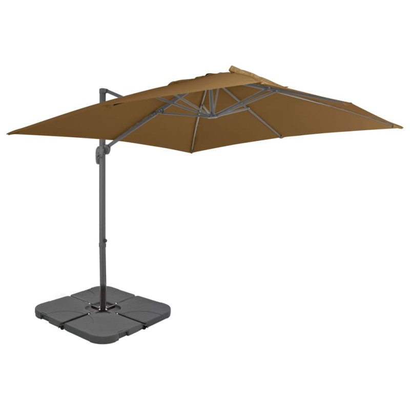 vidaXL Sombrilla de jardín con base portátil gris topo vidaXL Sombrilla de jardín con base portátil gris topo