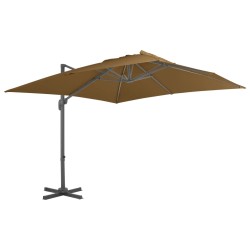 vidaXL Sombrilla de jardín con base portátil gris topo