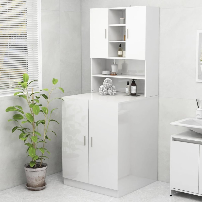 vidaXL Mueble de lavadora blanco brillo vidaXL Mueble de lavadora blanco brillo