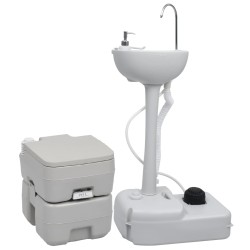 vidaXL Juego de inodoro con lavabo portátil para camping