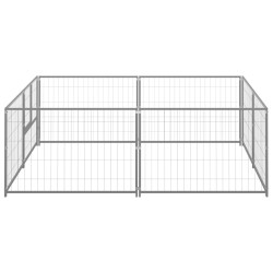 vidaXL Perrera plateada 4 m² acero