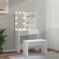 vidaXL Juego de tocador con LED madera contrachapada blanco brillante vidaXL Juego de tocador con LED madera contrachapada blanco brillante
