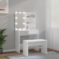vidaXL Juego de tocador con LED madera contrachapada blanco brillante vidaXL Juego de tocador con LED madera contrachapada blanco brillante