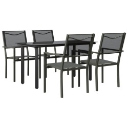 vidaXL Juego de comedor para jardín 5 piezas acero y textilene negro