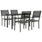 vidaXL Juego de comedor para jardín 5 piezas acero y textilene negro vidaXL Juego de comedor para jardín 5 piezas acero y textilene negro
