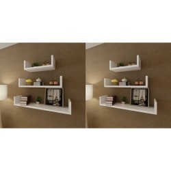 vidaXL Estantes de pared 6 unidades blanco