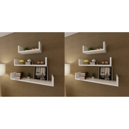 vidaXL Estantes de pared 6 unidades blanco