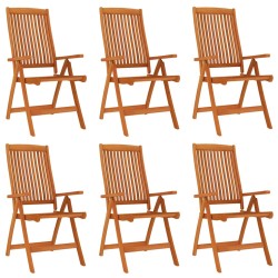 vidaXL Sillas de jardín plegables 6 uds madera maciza de eucalipto