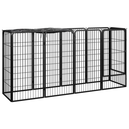 vidaXL Jaula perros 10 paneles acero recubierto polvo negro 50x100cm