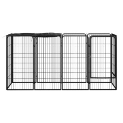 vidaXL Jaula perros 10 paneles acero recubierto polvo negro 50x100cm