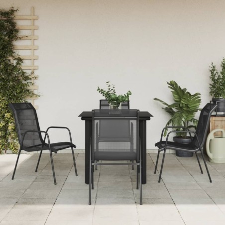 vidaXL Juego de comedor para jardín 5 piezas acero y textilene negro