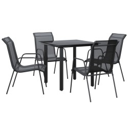 vidaXL Juego de comedor para jardín 5 piezas acero y textilene negro