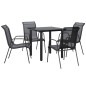 vidaXL Juego de comedor para jardín 5 piezas acero y textilene negro vidaXL Juego de comedor para jardín 5 piezas acero y textilene negro