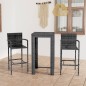 vidaXL Set muebles bar jardín 3 pzas ratán sintético reposabrazos gris vidaXL Set muebles bar jardín 3 pzas ratán sintético reposabrazos gris