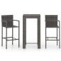 vidaXL Set muebles bar jardín 3 pzas ratán sintético reposabrazos gris vidaXL Set muebles bar jardín 3 pzas ratán sintético reposabrazos gris