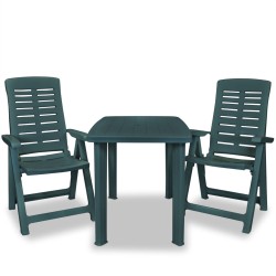 vidaXL Set de mesa y sillas bistró de jardín 3 piezas plástico verde