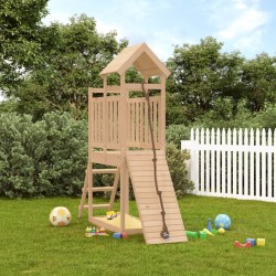 vidaXL Casa de juegos con rocódromo madera maciza pino