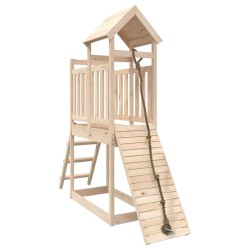 vidaXL Casa de juegos con rocódromo madera maciza pino